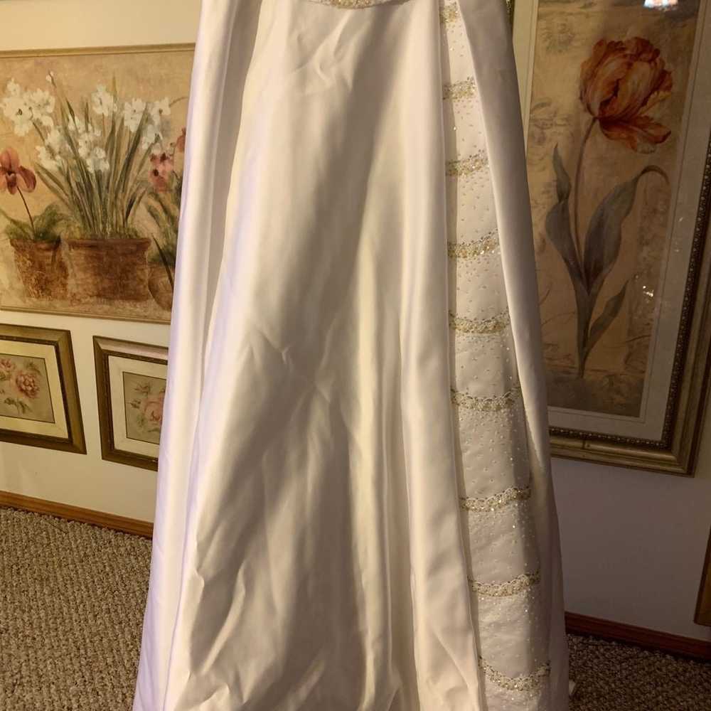 white beaded strapless wedding dress - image 3