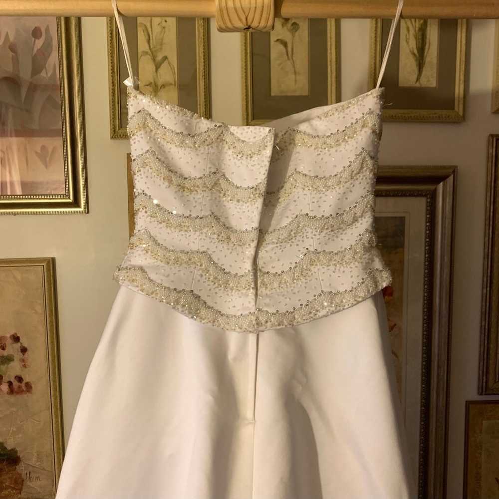 white beaded strapless wedding dress - image 5