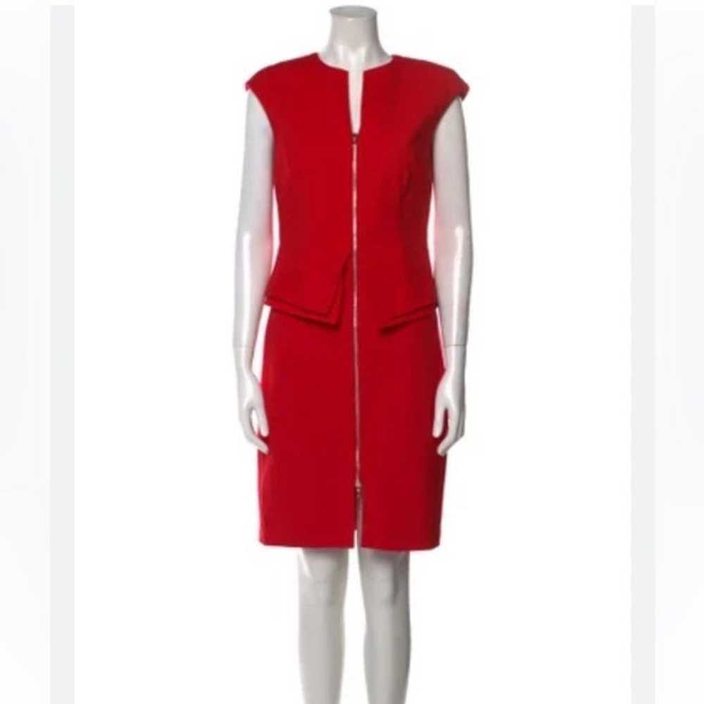 TED BAKER Structured Peplum Dress Red US 12 - image 1