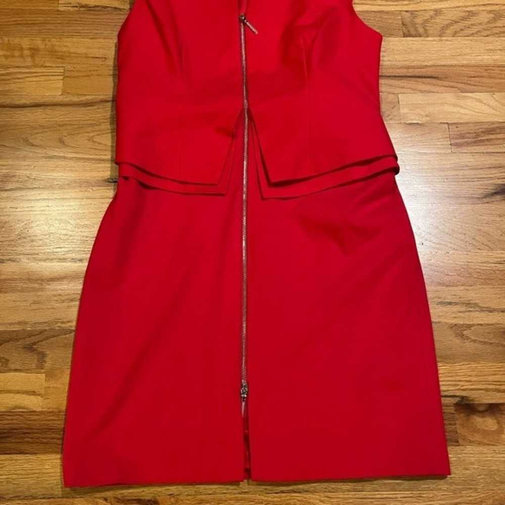 TED BAKER Structured Peplum Dress Red US 12 - image 5