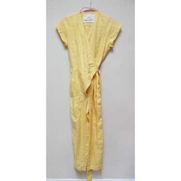 Not Perfect Linen Margaret Yellow Wrap Jumpsuit S… - image 1