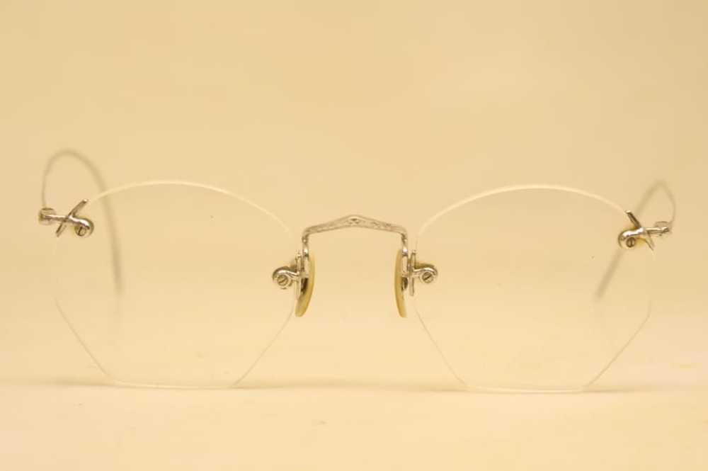 Antique Eyeglasses Silver Rimless 44X40mm Frames - image 1