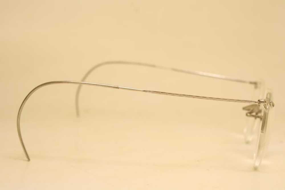 Antique Eyeglasses Silver Rimless 43X40mm Saddle … - image 2