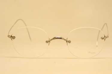 Antique Eyeglasses Silver Rimless 45X42mm Saddle … - image 1