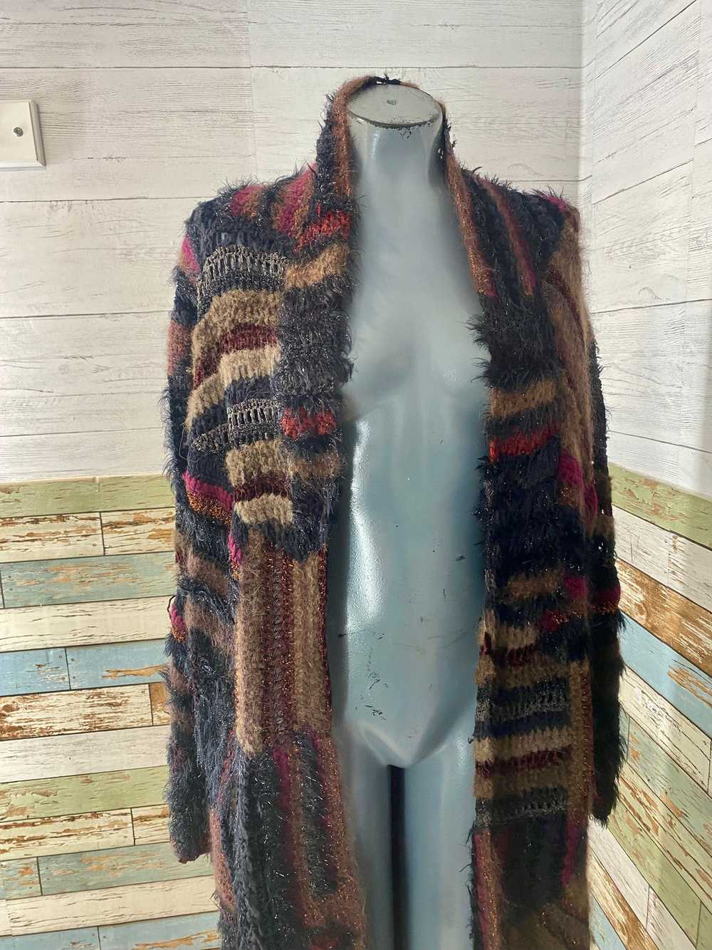 00’s Brown Multicolor Long Knit Open by Ralph Lau… - image 3