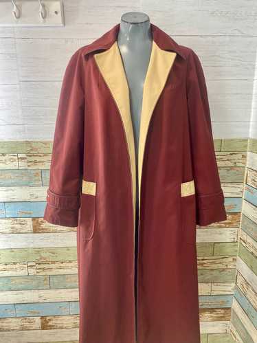 80‘s Burgundy & Beige Reversible Trench Jacket By 