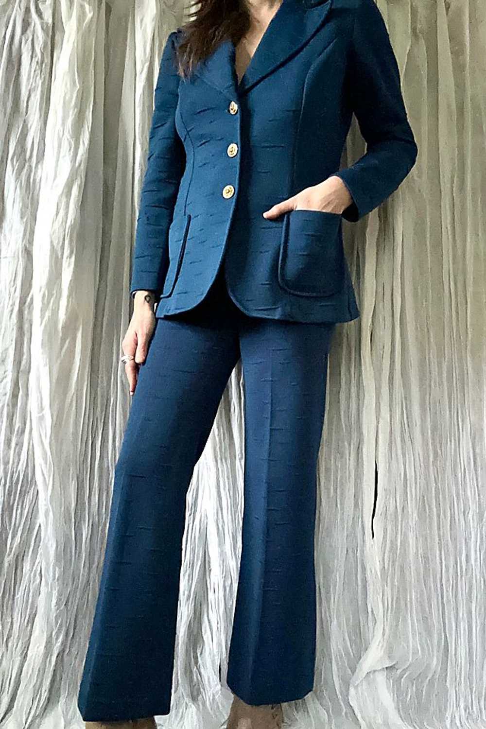 1970s Navy Blue Pant Suit Set Selected by Grievou… - image 2