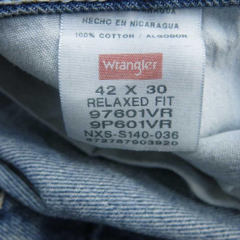 Wrangler Jeans Mens W42XL30 Blue Straight Leg Den… - image 7