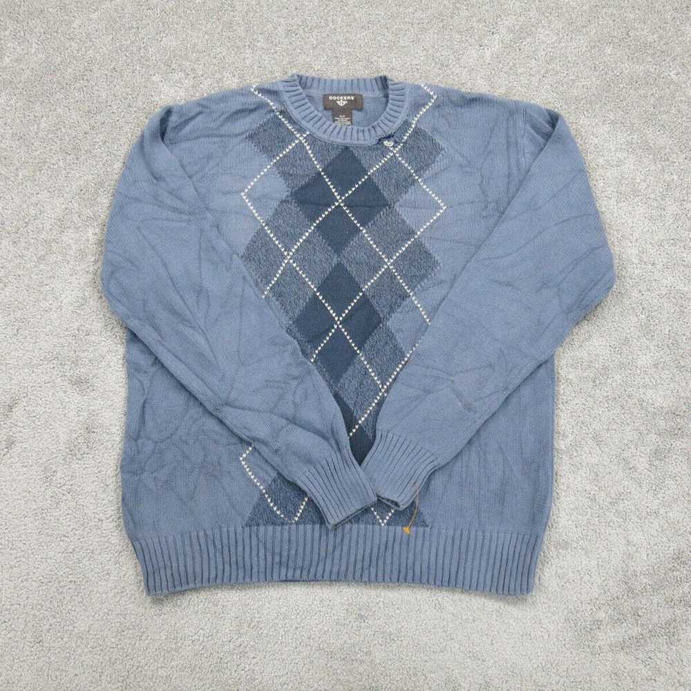 Dockers Mens Pullover Knitted Sweater Argyle 100%… - image 1