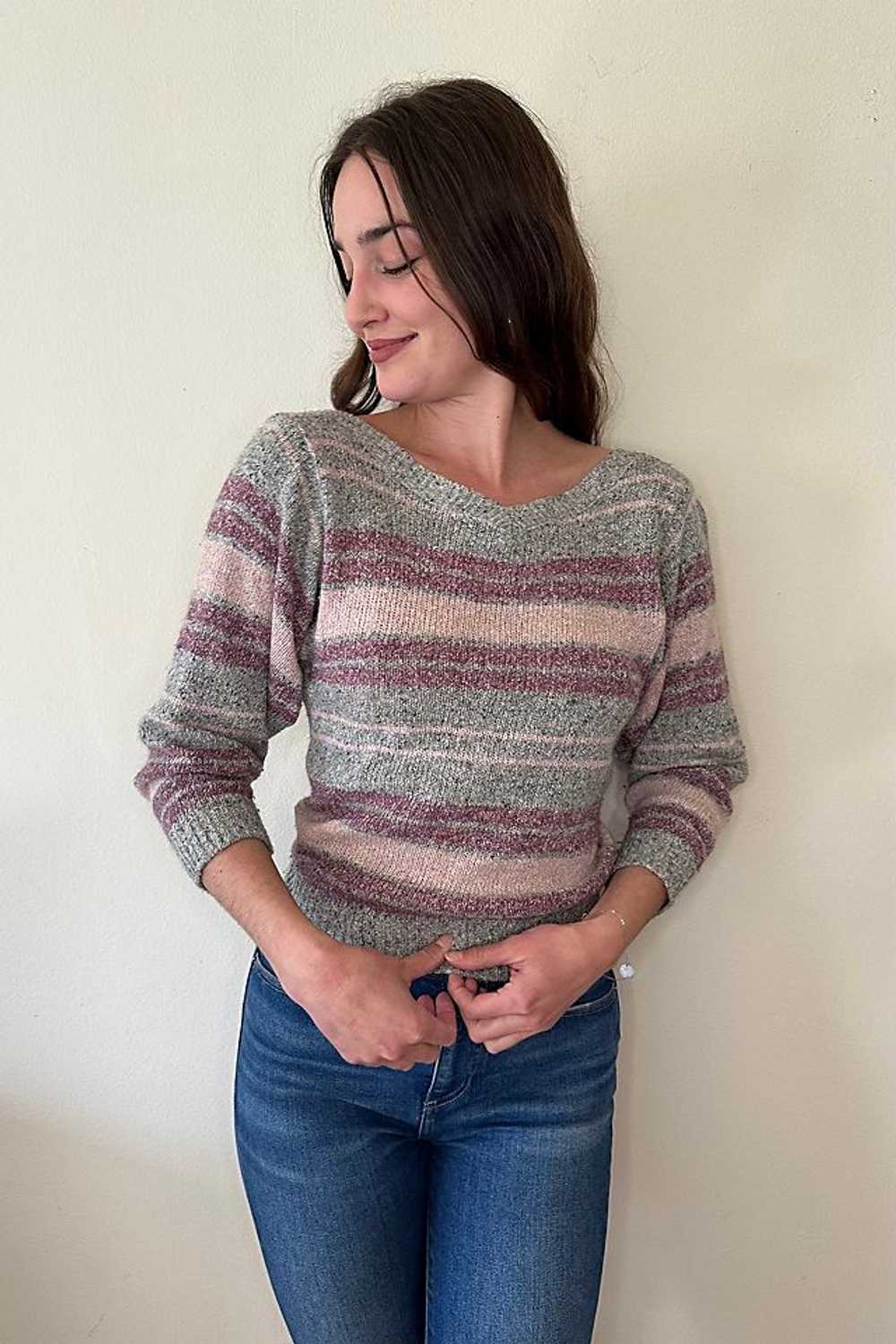 Vintage Grey and Pink Striped Sweater Selected by… - image 3