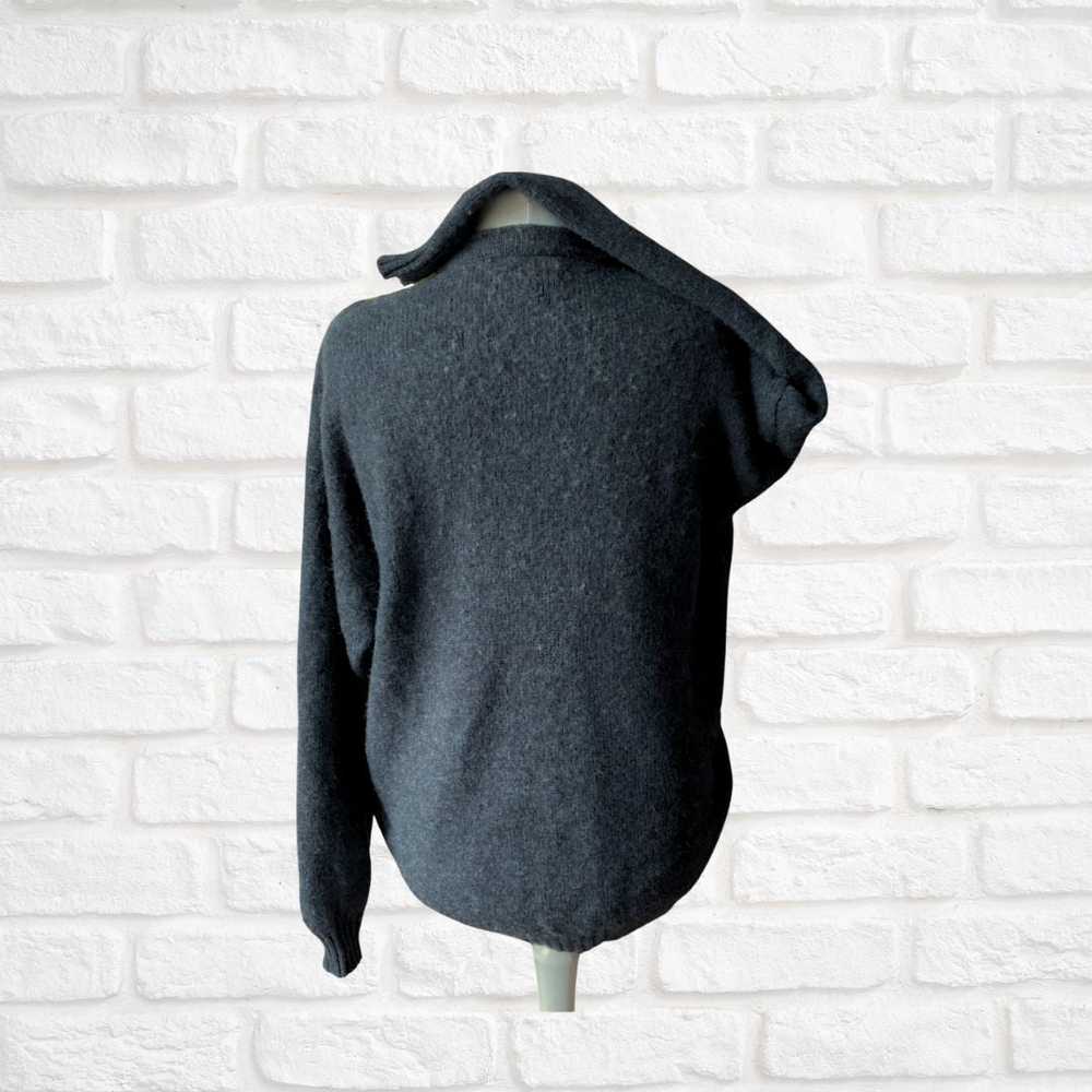 Vintage Dark Charcoal Wool Jumper with Decorated … - image 4