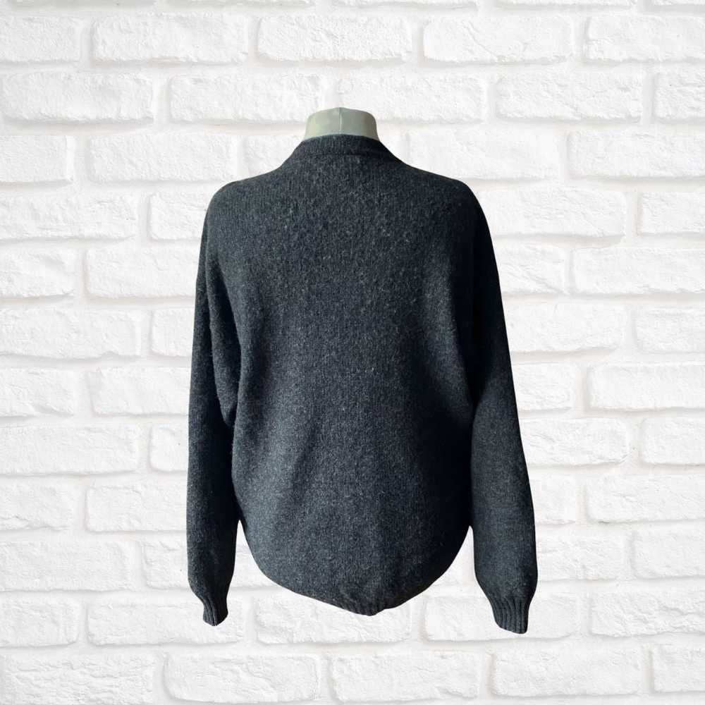 Vintage Dark Charcoal Wool Jumper with Decorated … - image 5
