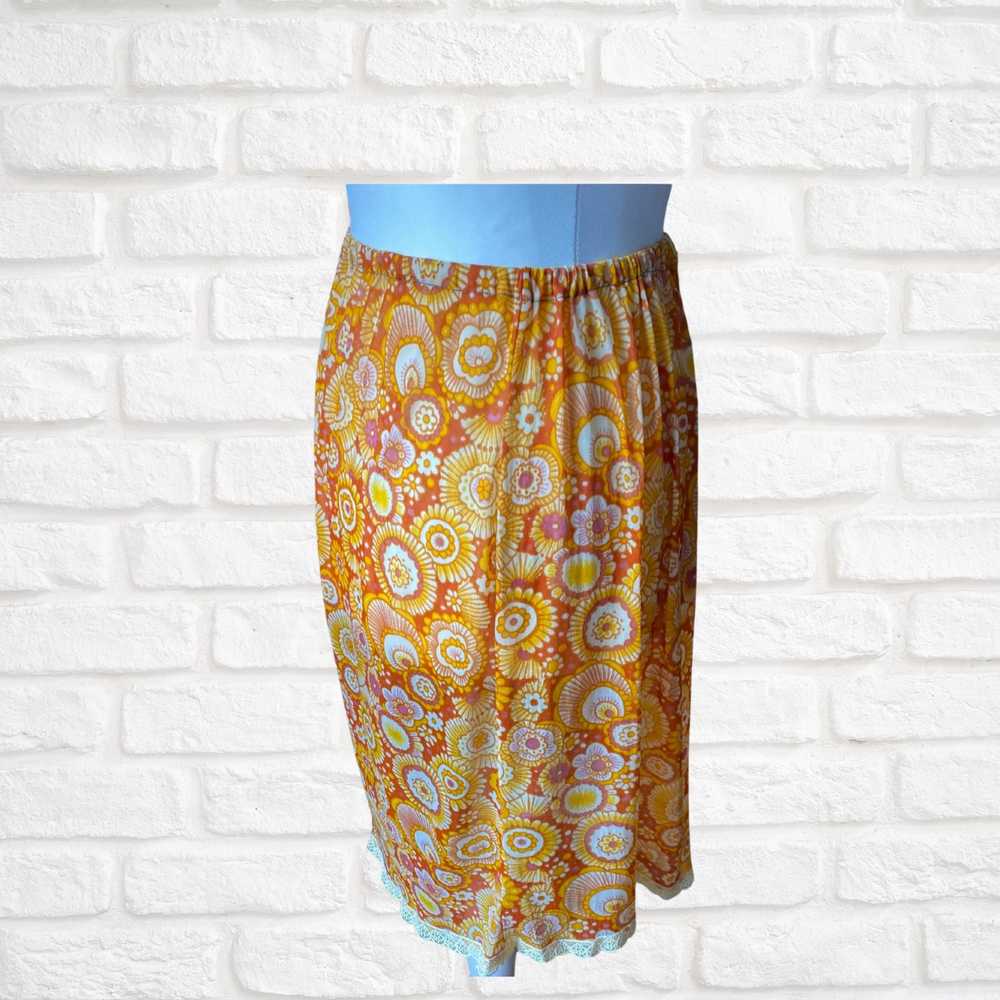 70s yellow and orange psychedelic print waist sli… - image 3