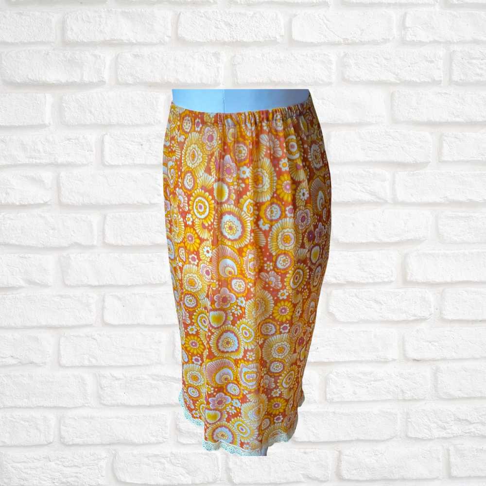 70s yellow and orange psychedelic print waist sli… - image 4