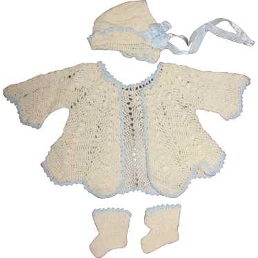 Beautiful Minty Antique Crochet Baby Infant Outfi… - image 1
