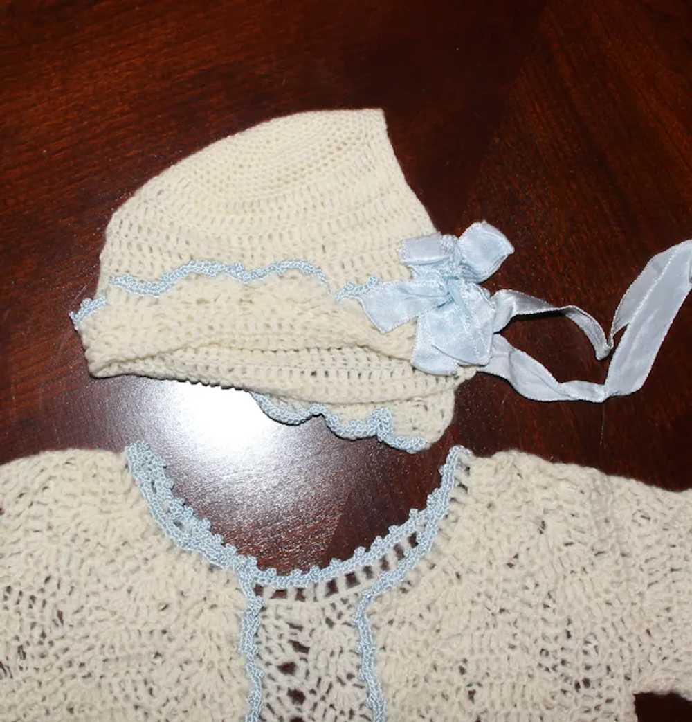 Beautiful Minty Antique Crochet Baby Infant Outfi… - image 2