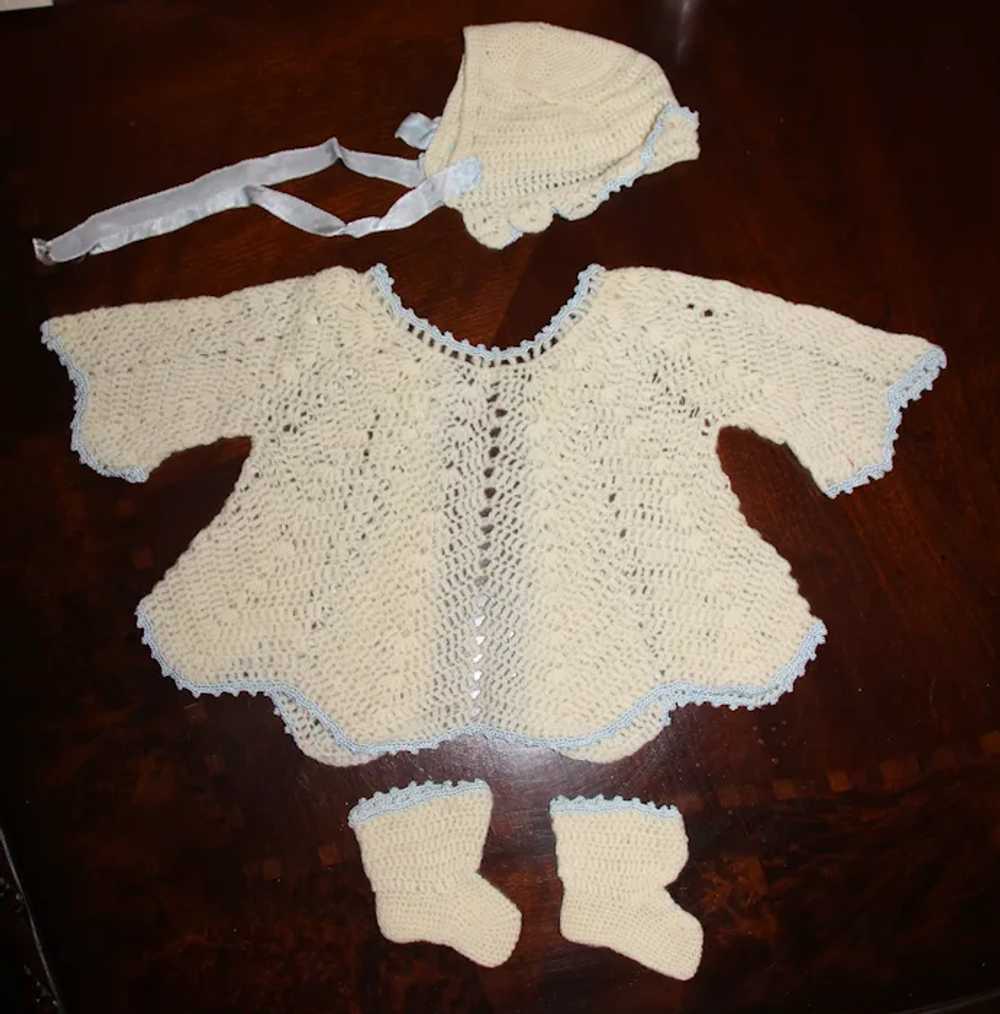 Beautiful Minty Antique Crochet Baby Infant Outfi… - image 4