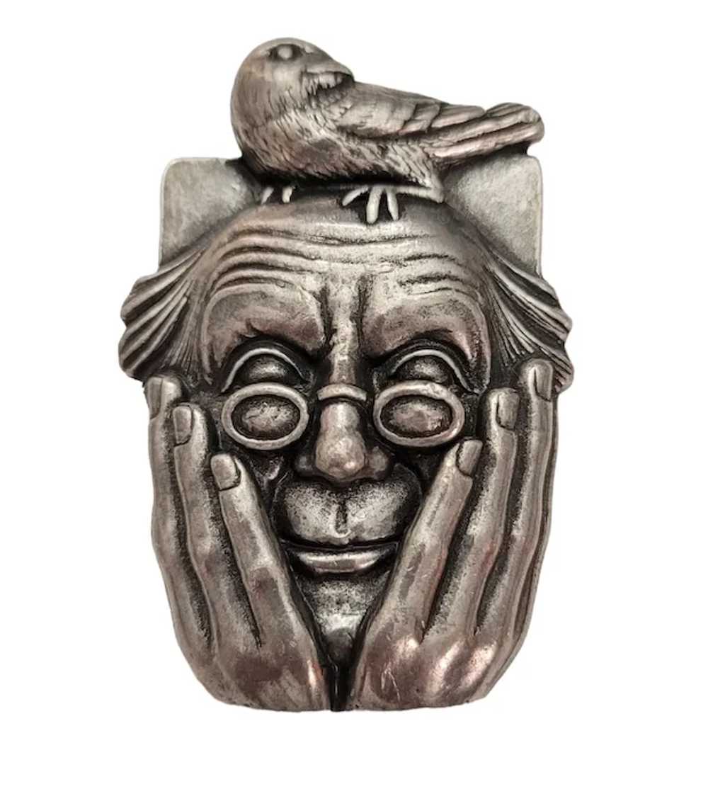 1995 Carruth Pewter Bird Watcher Brooch Pin, Sign… - image 9