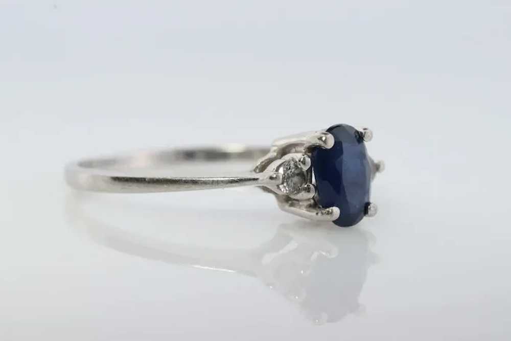 Platinum Genuine Sapphire and diamond ring. Oval … - image 5