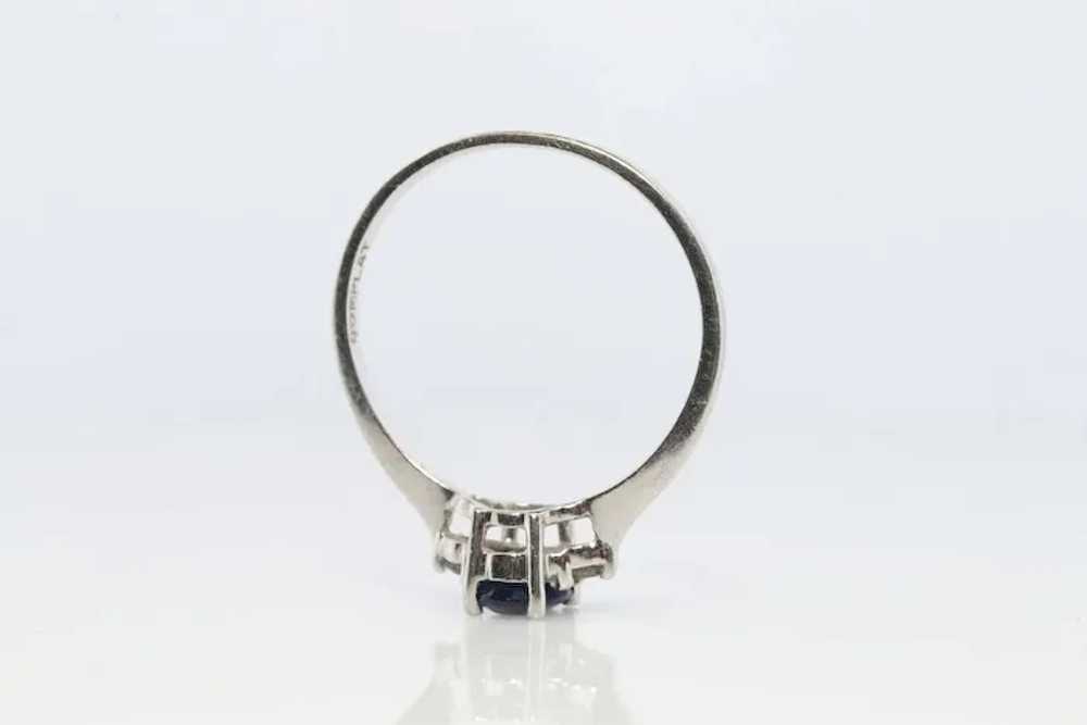 Platinum Genuine Sapphire and diamond ring. Oval … - image 8