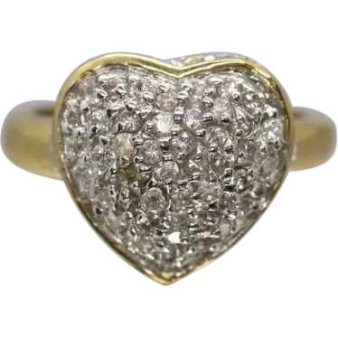 Vintage CZ Heart Ring. 14k HGE ring