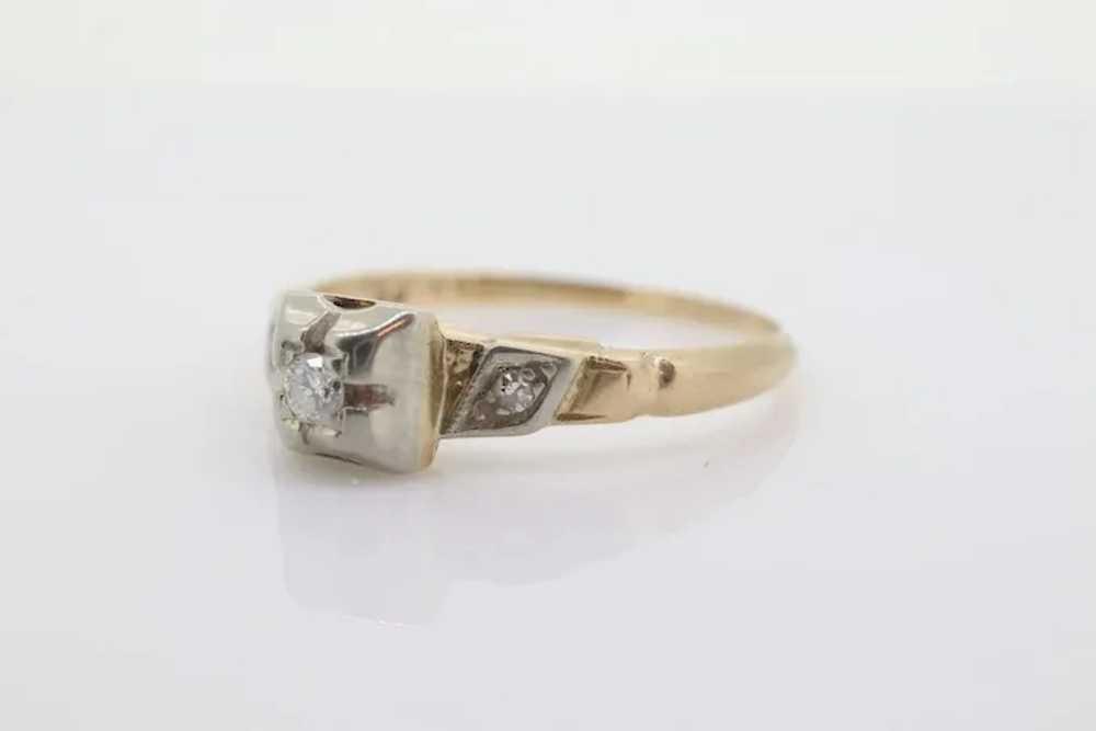 Art Deco Diamond Solitaire Ring. 14k Gold Old Eur… - image 2