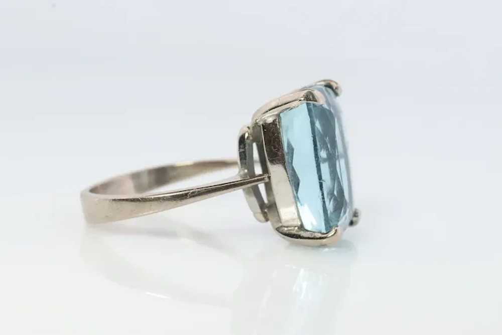 18k Aquamarine Solitaire ring. Huge Light Aquamar… - image 4