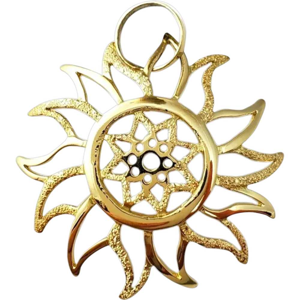 18K Yellow Gold Large Sunflower Pendant #16598 - image 1