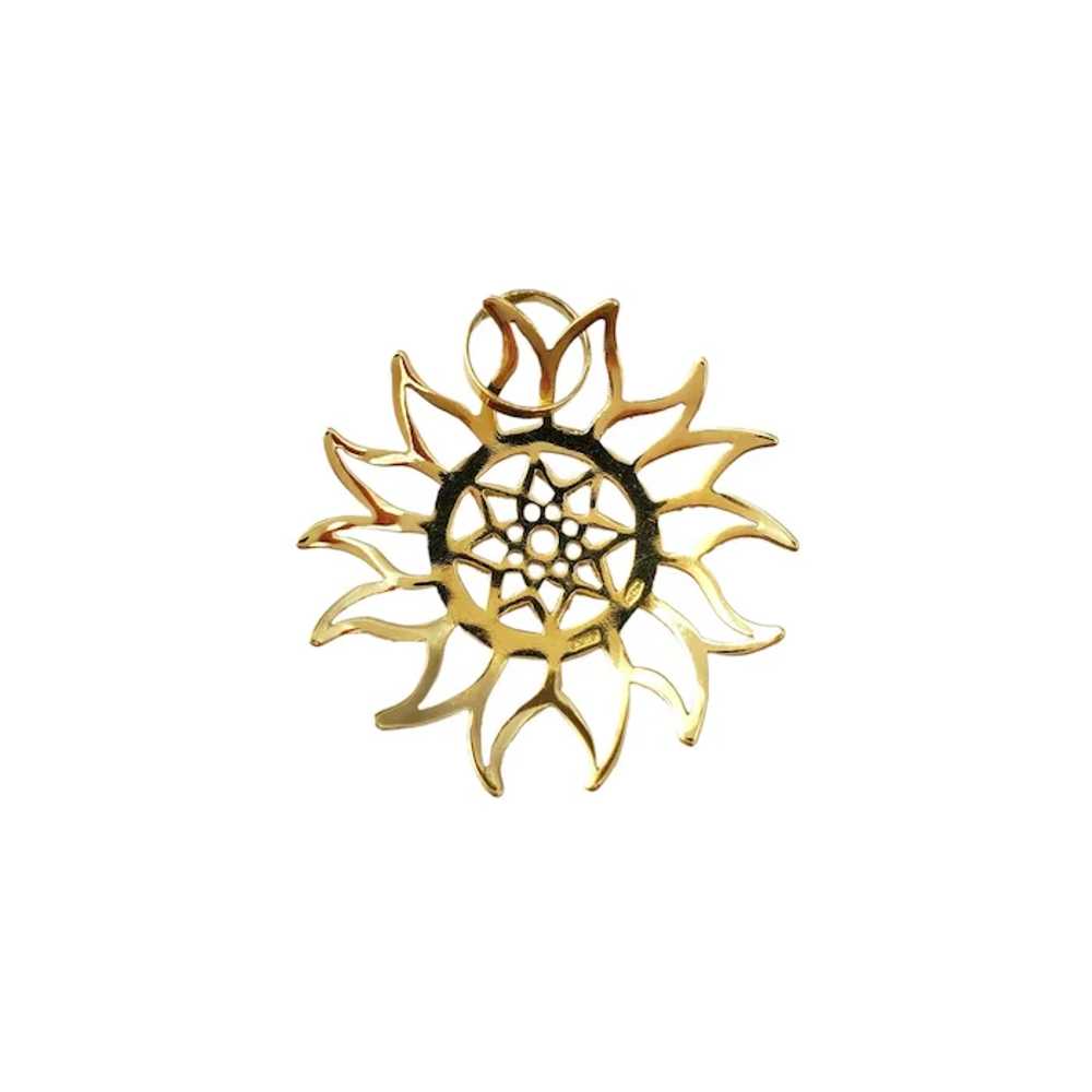 18K Yellow Gold Large Sunflower Pendant #16598 - image 3