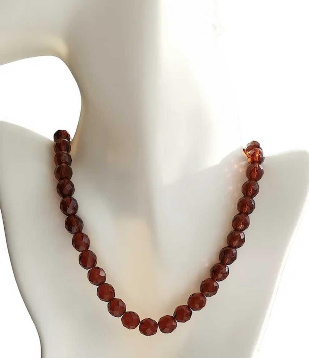 Mid Century Czech Amber Glass Crystal Necklace - image 11