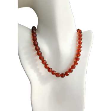 Mid Century Czech Amber Glass Crystal Necklace - image 1