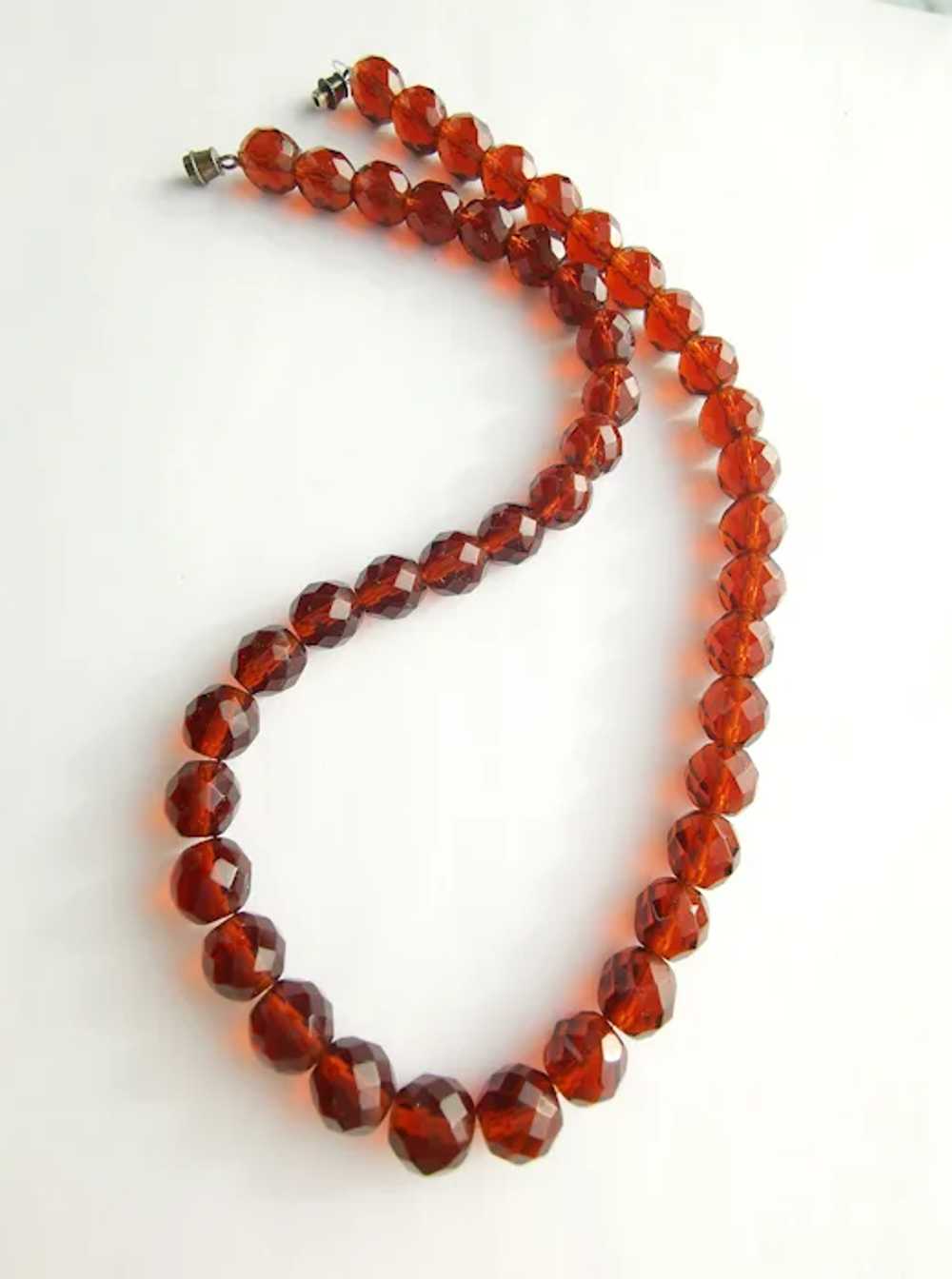 Mid Century Czech Amber Glass Crystal Necklace - image 2