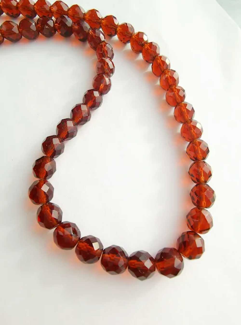 Mid Century Czech Amber Glass Crystal Necklace - image 3