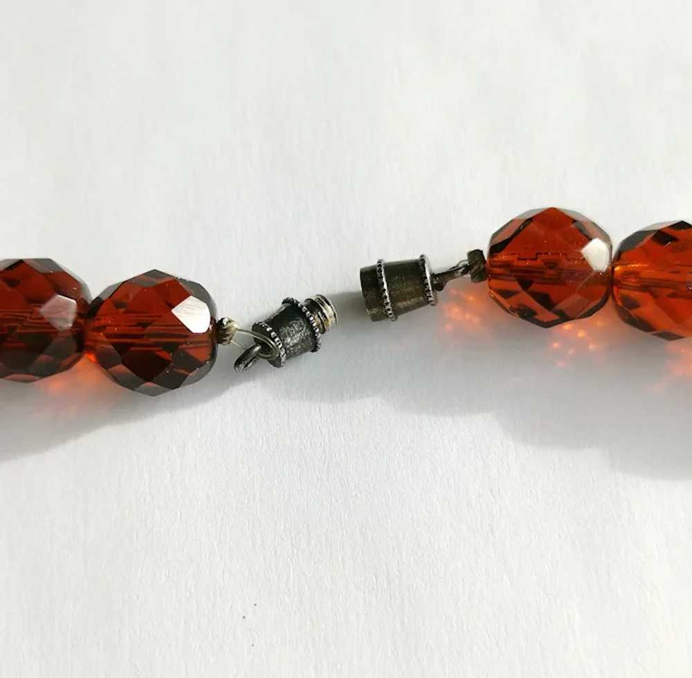 Mid Century Czech Amber Glass Crystal Necklace - image 7