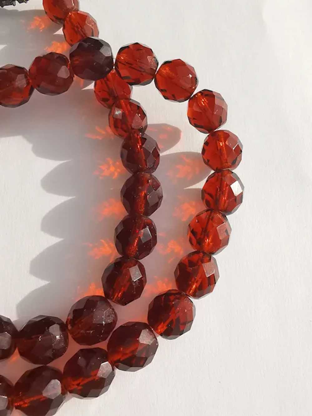 Mid Century Czech Amber Glass Crystal Necklace - image 8