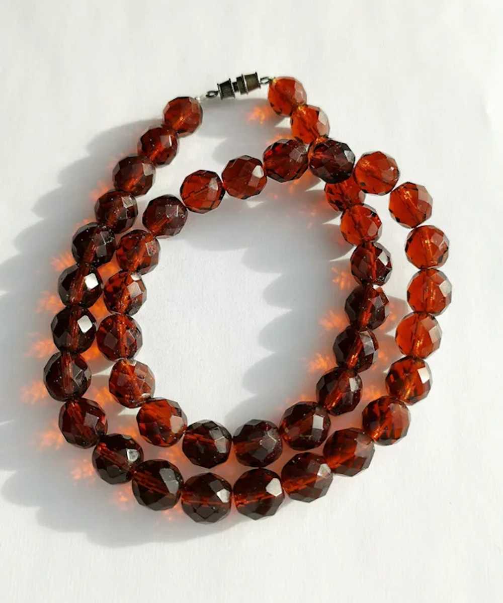 Mid Century Czech Amber Glass Crystal Necklace - image 9