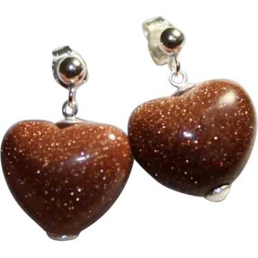 Sandstone Carved Puffy Hearts Earrings