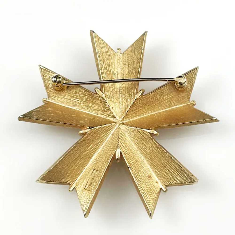 Crown Trifari Maltese Cross Brooch Vintage - image 4
