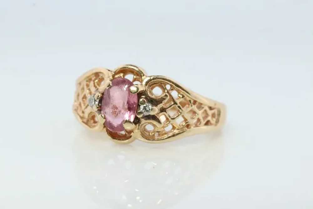 14k Pink Tourmaline Ring. prong set OVAL Tourmali… - image 2