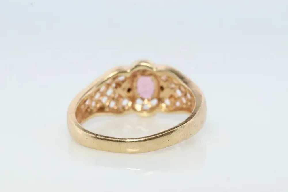 14k Pink Tourmaline Ring. prong set OVAL Tourmali… - image 4