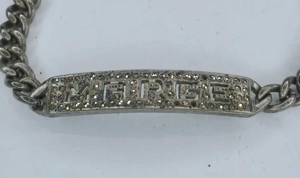 Sterling Silver & Marcasite ID Bracelet Marge Sig… - image 7