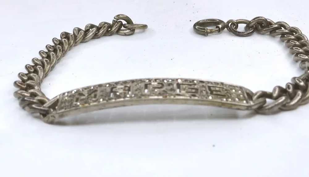 Sterling Silver & Marcasite ID Bracelet Marge Sig… - image 8