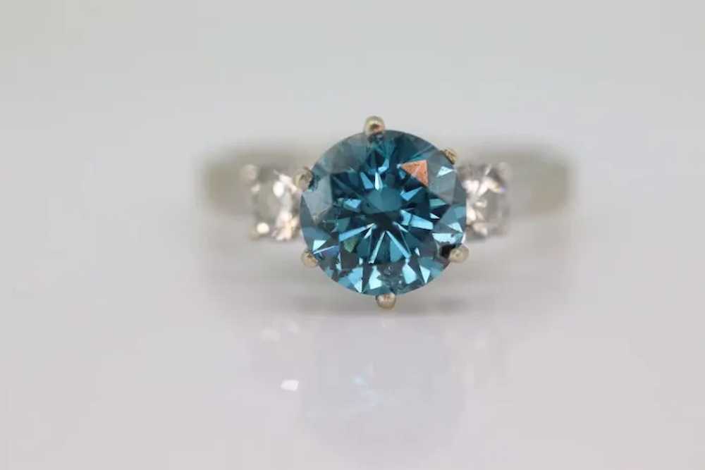 14k BLUE diamond engagement ring. 2CTW FANCY Blue… - image 2