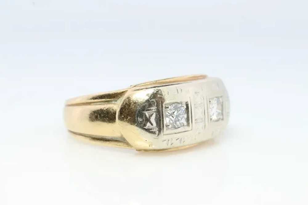 14k Mens Twin XXX DIAMOND ring. 14k White Gold He… - image 8