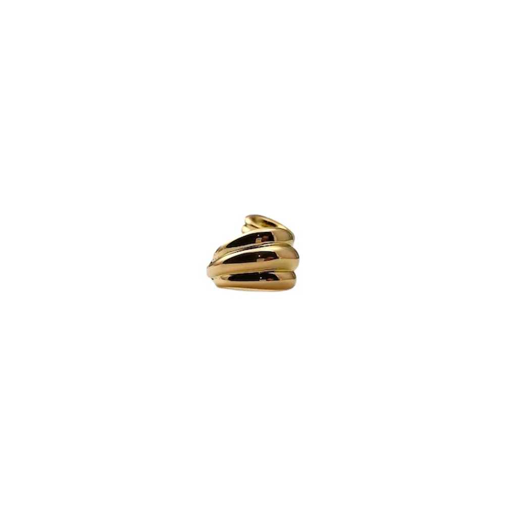 14K Yellow Gold Wide Ribbed Hoop Earrings #16665 - image 6