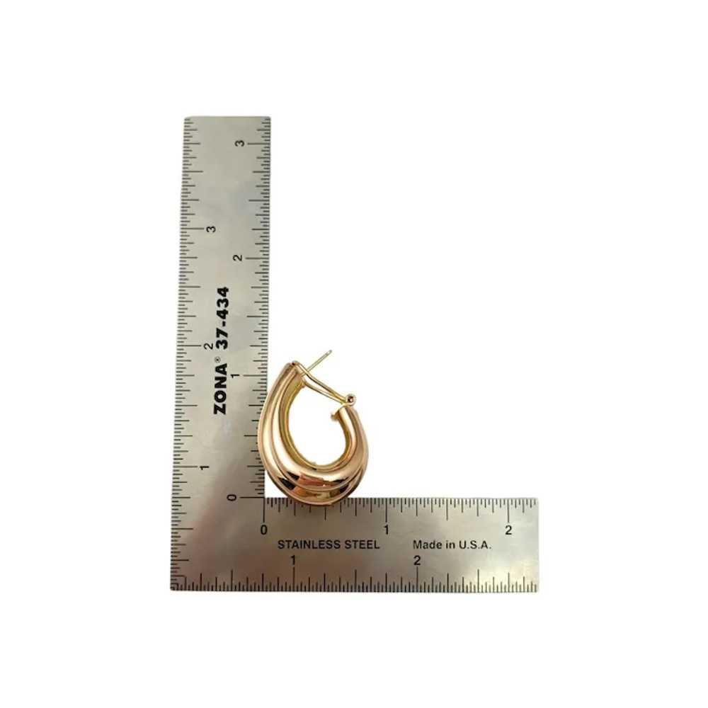 14K Yellow Gold Wide Ribbed Hoop Earrings #16665 - image 8