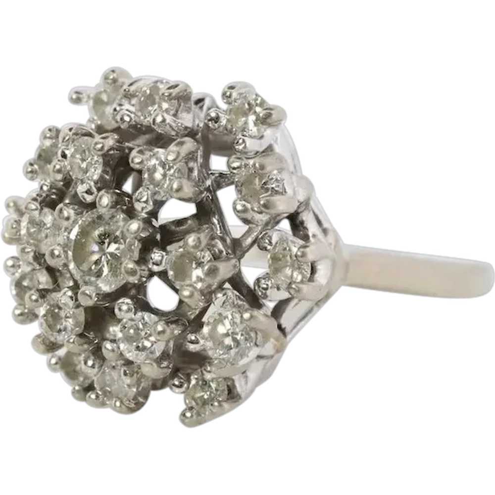 14k Diamond SunBurst STARBURST Round Flower Ring.… - image 1