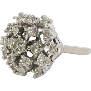 14k Diamond SunBurst STARBURST Round Flower Ring.… - image 1