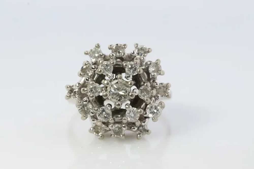 14k Diamond SunBurst STARBURST Round Flower Ring.… - image 2
