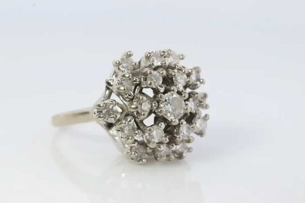 14k Diamond SunBurst STARBURST Round Flower Ring.… - image 3